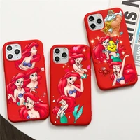 disney the little mermaid phone case for iphone 13 12 11 pro max mini xs 8 7 6 6s plus x se 2020 xr red cover