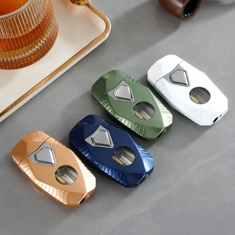 Металлическая алмазная зажигалка с двойным пламенем бутановая газовая