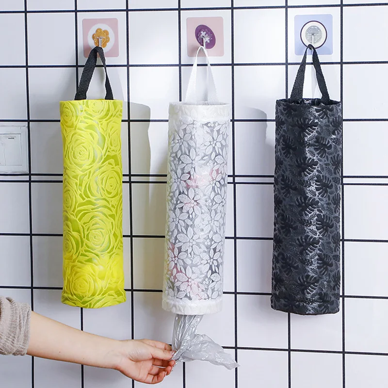 

Kitchen Garbage Bag Storage Bag Wall Hanging Grocery Bag Holder Dispenser For Trash Garbage Bags Plastic Bags Storage Organizer