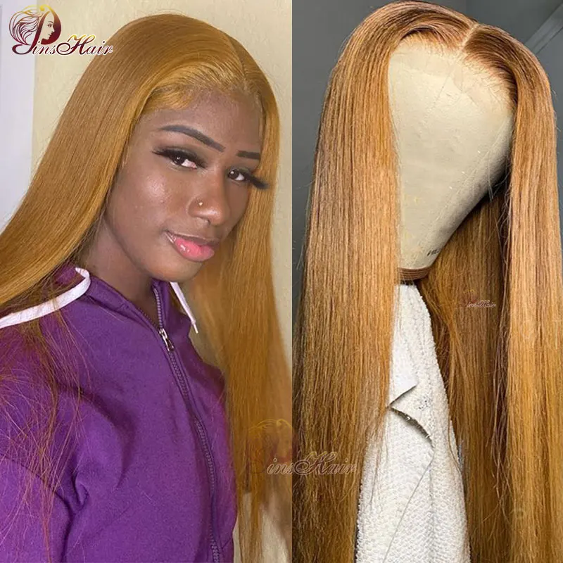 30 Honey Blonde Lace Front Wigs 13X4 Hd Transparent Lace Frontal Wigs Straight Hair Brazilian Glueless Lace Front Human Hair Wig