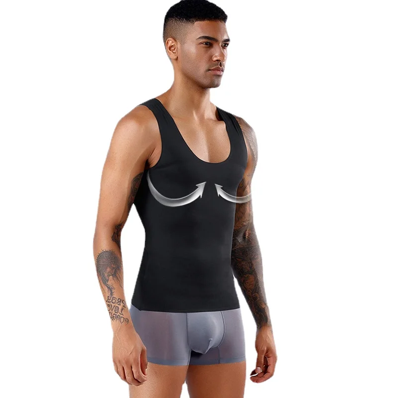 HaleyChan Men Compression Shirts Body Shaper Slimming Vest Elastic Slim Muscle Tank Shapewear Men Bodysuit Fitness Waist Trainer
