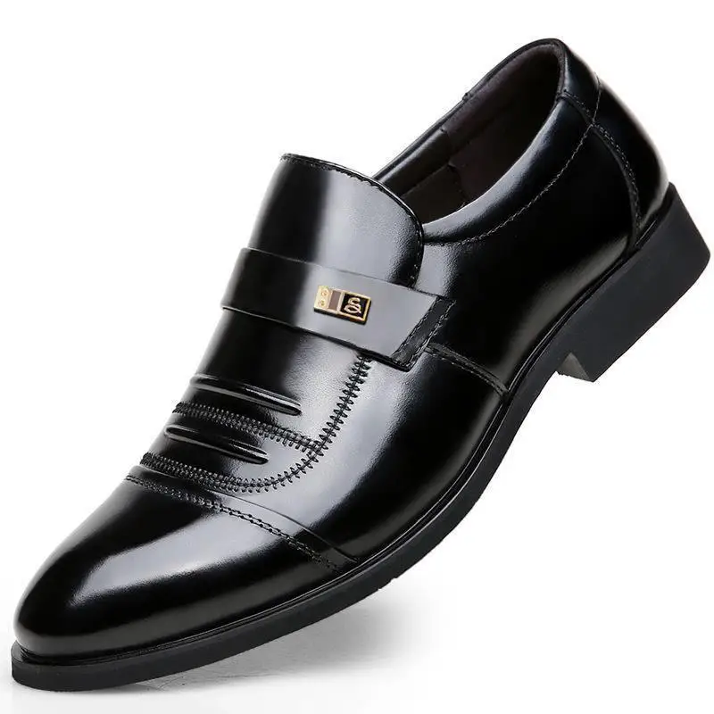 Men dress shoes high quality Black Classic Luxury men shoes Metal  Large size mens italian leather shoes Comfortable Footwear