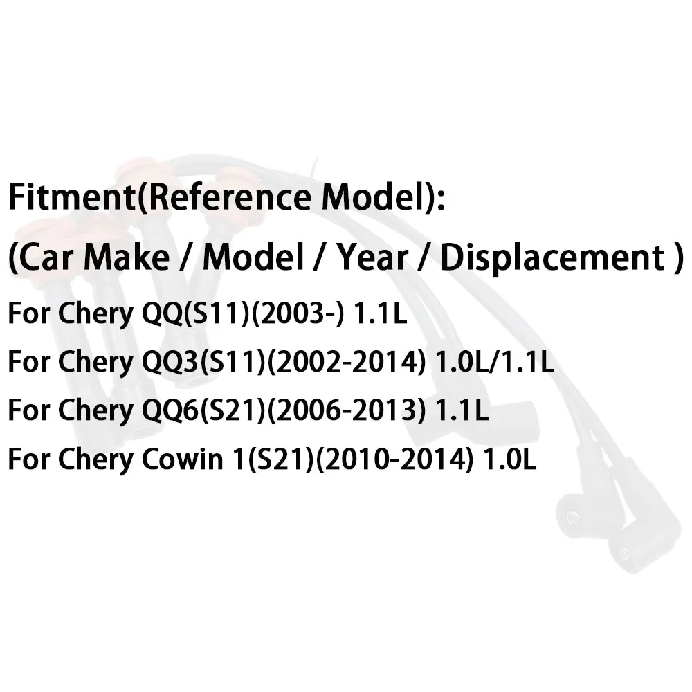 Набор проводов зажигания для Chery Cowin QQ QQ3 S11 QQ6 S21 2002-2014 1,0 л 1,1 л, комплект кабелей для свечей зажигания, аксессуары (art.: 3920d3512ac06) - 3920d3512ac06