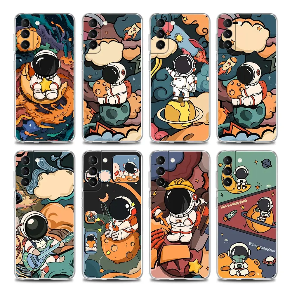 

Star Cute Astronaut Cartoon Clear Samsung Case for S9 S10 4G S23 S20 S21 Plus Ultra FE 5G M51 M31 S M21 Soft Silicone