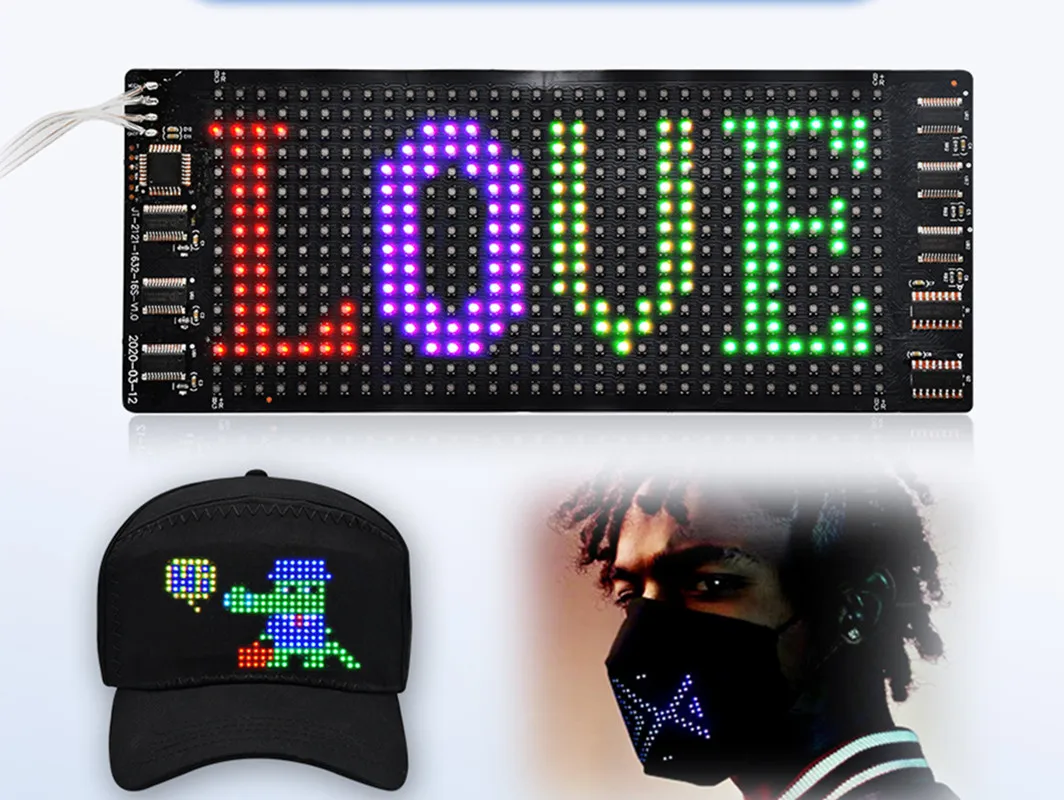 

16*32 пикселей дисплей матричный знак Android Ios управление приложением светодиодная маска экран программируемый через Bluetooth Rgb гибкий светодиод...