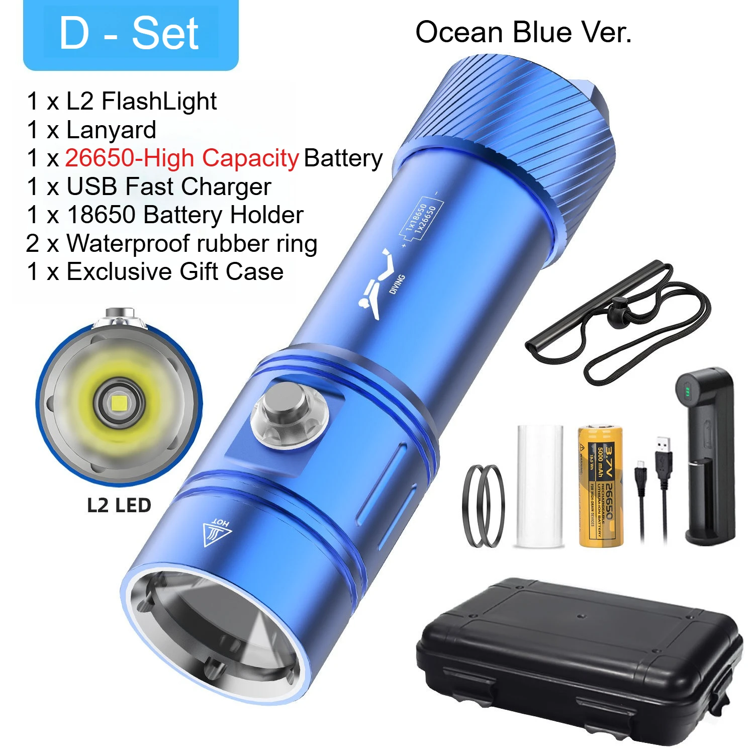 

Профессиональный дайвинг фонарик XHP160 2000LM IPX8