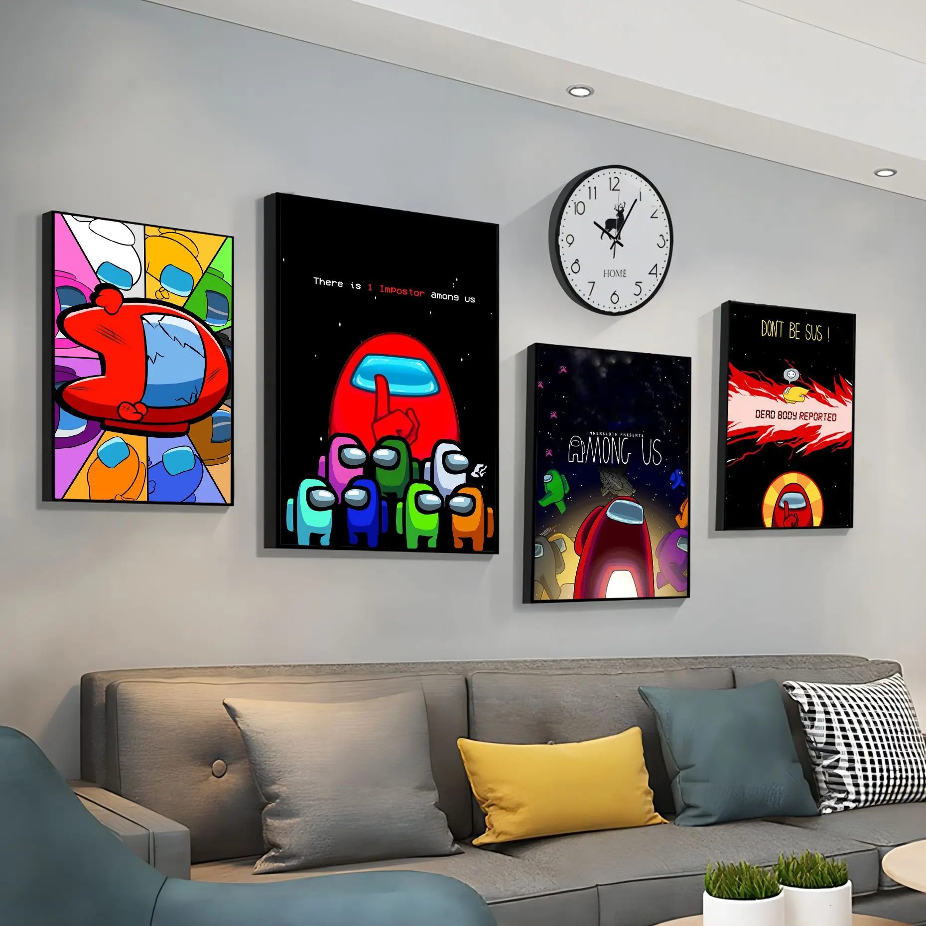 

Cartoon Game A-Among We DIY Sticky Poster HD Quality Wall Art Retro Posters For Home Kawaii Room Decor
