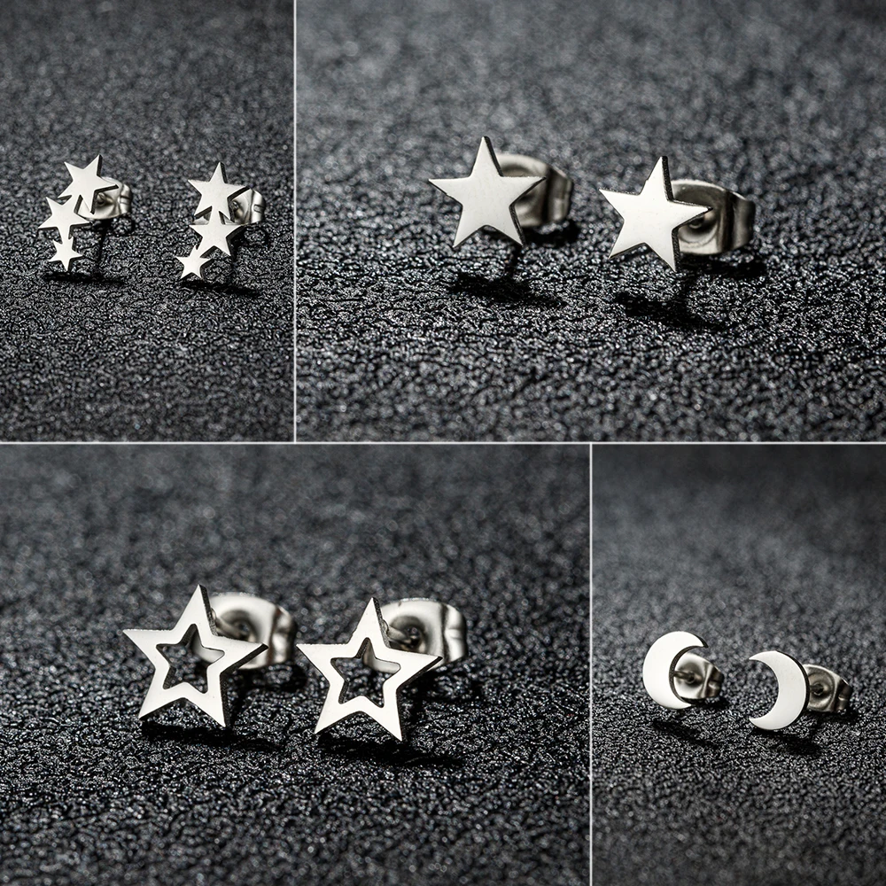 10 шт./партия женские серьги-гвоздики из нержавеющей стали