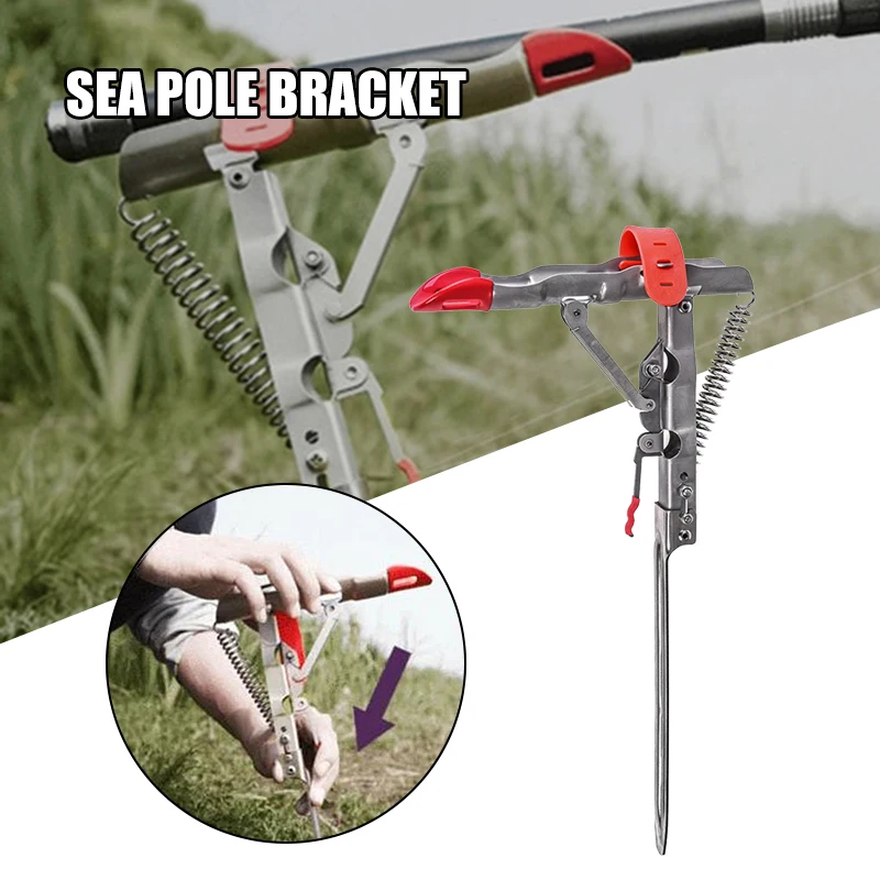

NEW Automatic Rod Holders Automatic Spring Tip-Up Hook with Stainless Steel Ground Support Fish Pole Rack