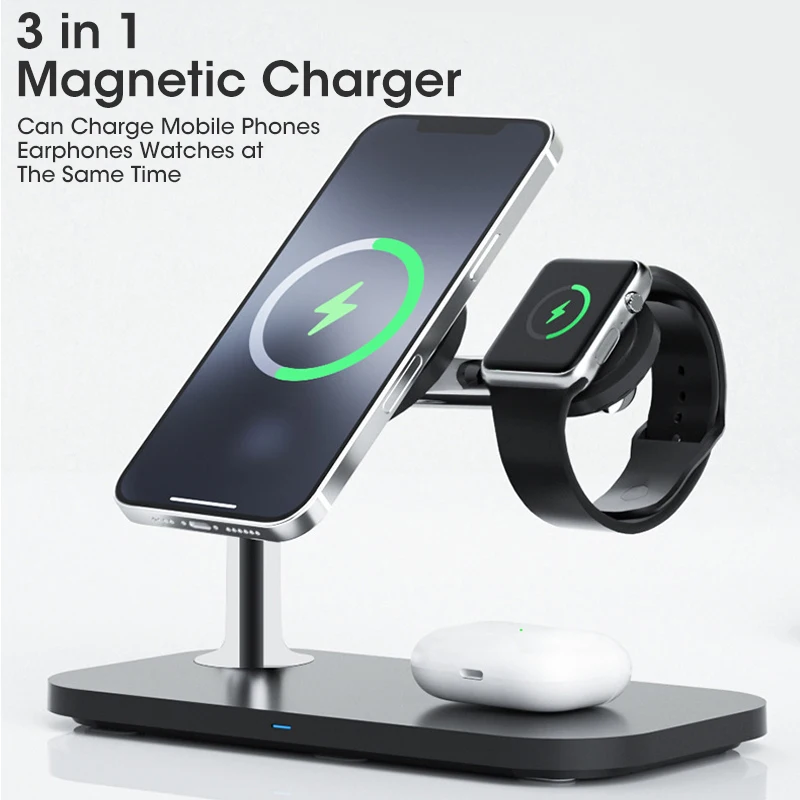 

15 Вт магнитные беспроводные зарядные устройства для iPhone 12 13 Pro Mini Max Samsung iWatch Apple Airpods магнитный держатель для быстрой зарядки QI
