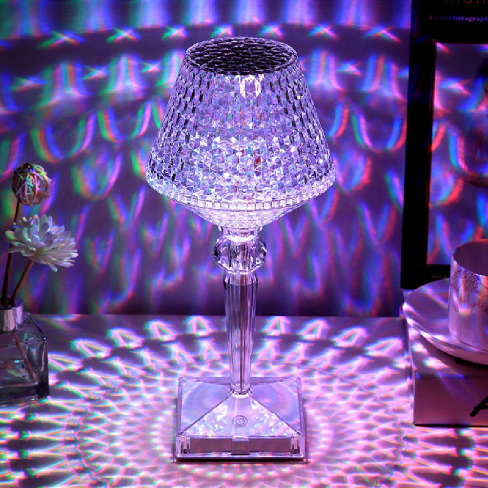 

Акриловый кристаллический светодиодный настольный светильник, прозрачная призма, Ночной светильник для спальни, прикроватный декоративны...