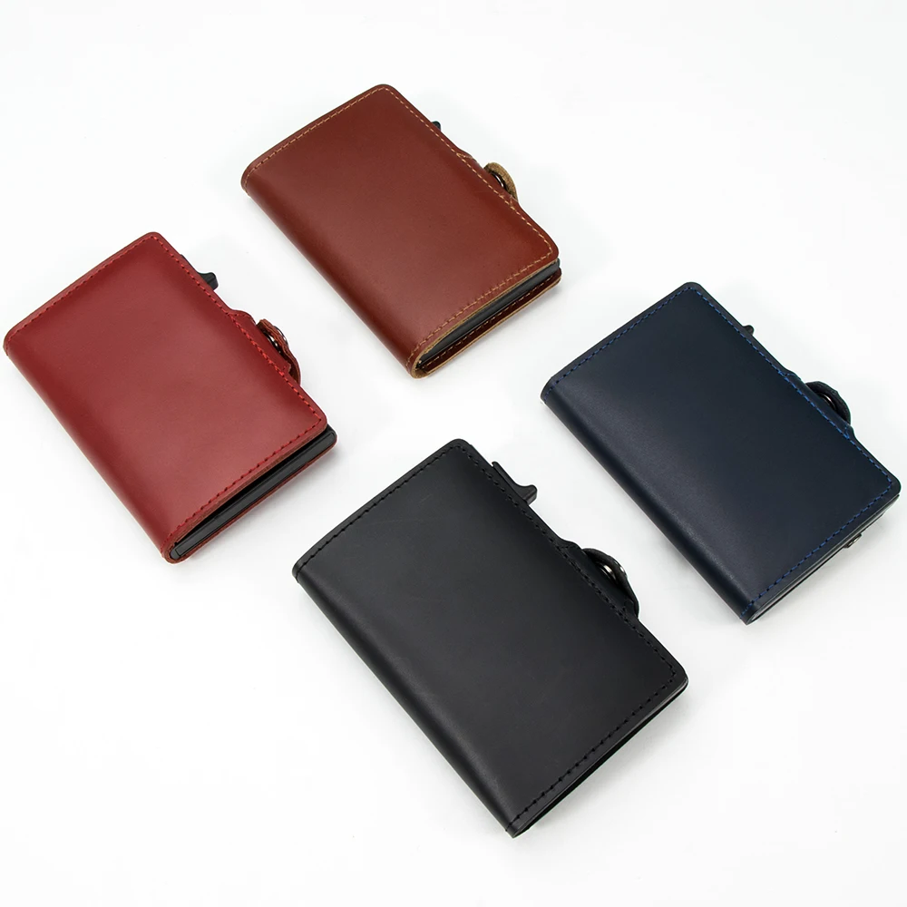 Кошелек CASEKEY мужской из натуральной вощеной кожи автоматический бумажник для