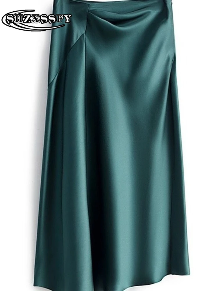 Женская длинная юбка с завышенной талией большой размер монохромная элегантный