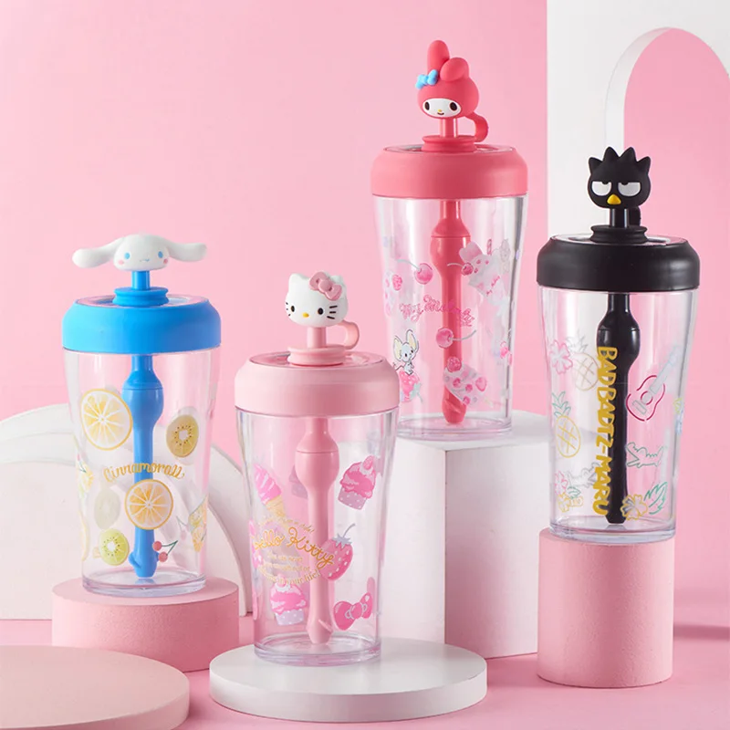 

Kawaii Sanrioed Mymelody Kuromi Cinnamoroll 3D чашка для смешивания соломинки детская портативная соковая цветная соковая чашка подарок