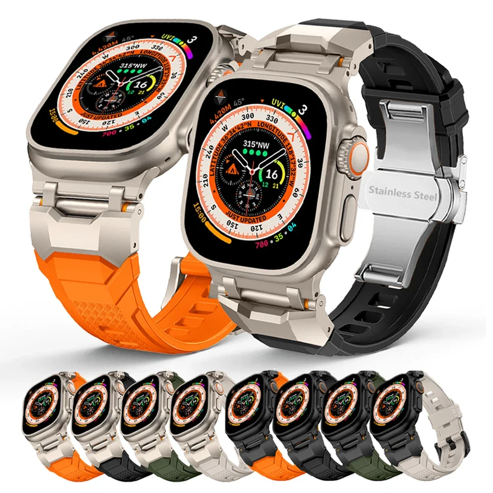 Резиновый спортивный мужской ремешок для Apple Watch Series 10 Ultra 2 49 мм 46 с