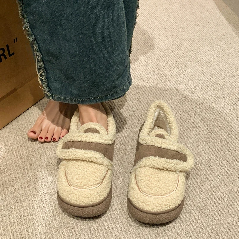 2024 плюшевые меховые тапочки для женщин зимние уличные пушистые теплые хлопковые