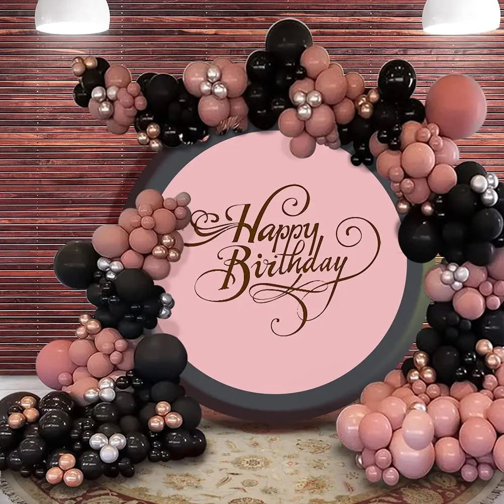 

Black Pink Silver Gold balloon wreath set double filled DUSY pink latex balloon arch set silver gold metal chrome