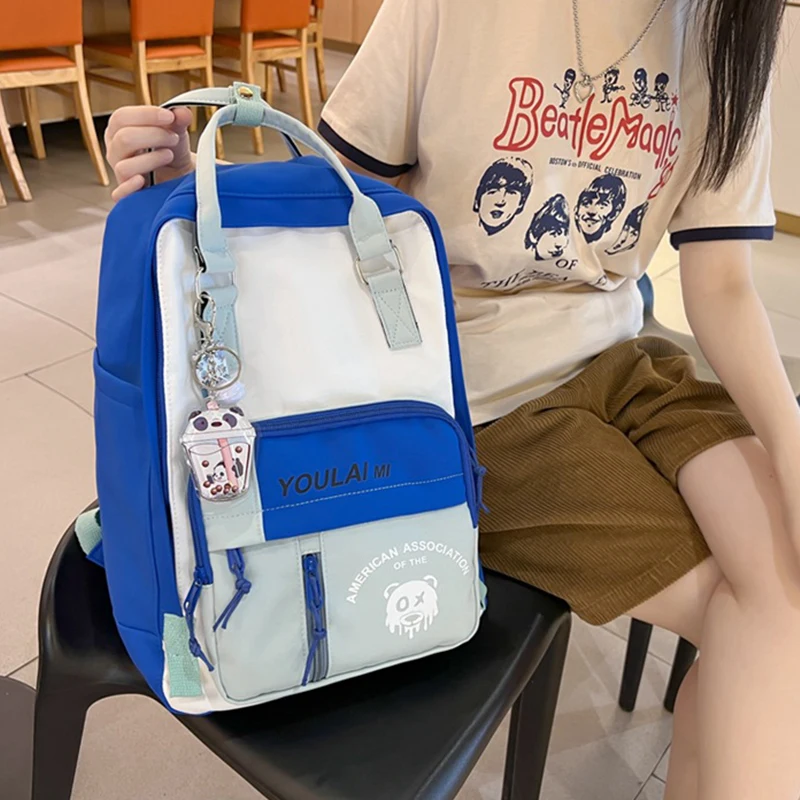 

Middle School Backpack for Girls Teen Student Cute Cartoon High School Bag Casual Campus Book Bag Korean Bagpack