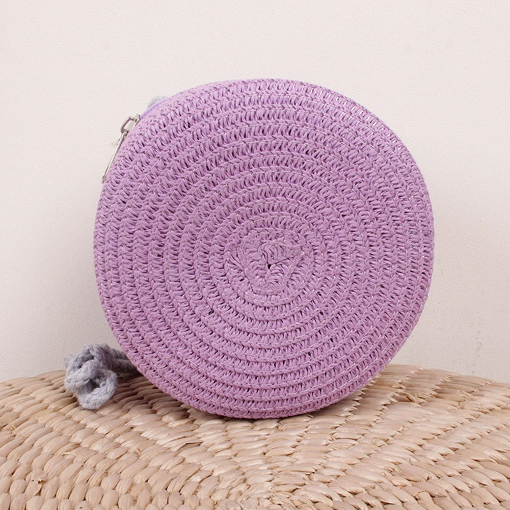 

Korean Kids Baby Girls Shoulder Bags Straw Woven Round Lovely Summer Holiday Bag for Children Traveling Shopping