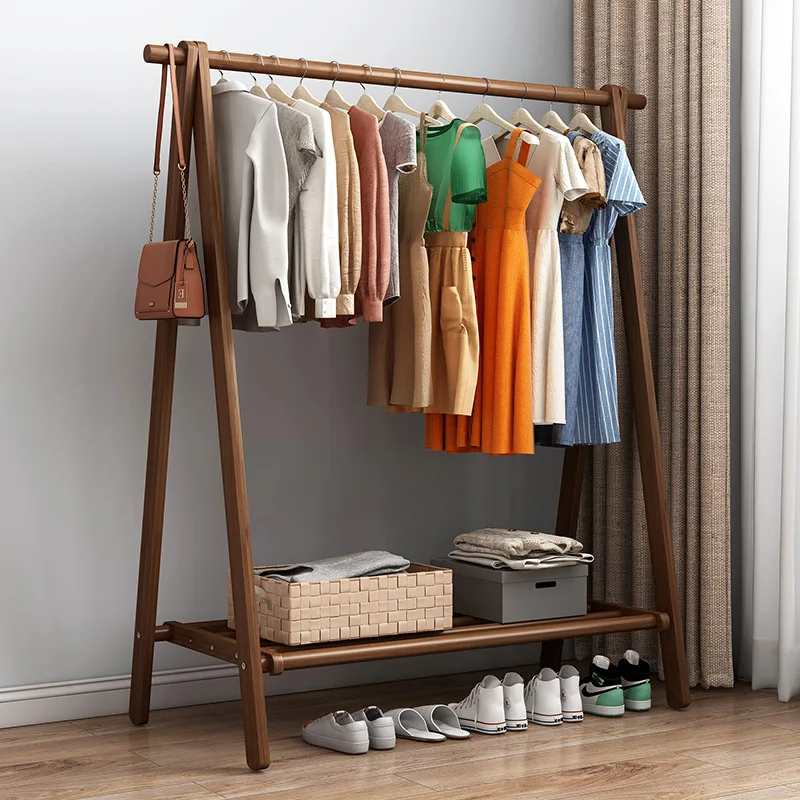 Вешалка для пальто от пола до потолка простая Бытовая вешалка одежды из массива