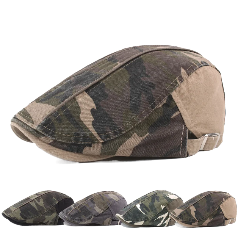 

Men Women Beret Hat Popular Classic Newsboy Gatsby Cabbie Ivy Ascot Flat Cap Collection Fashion Camouflage