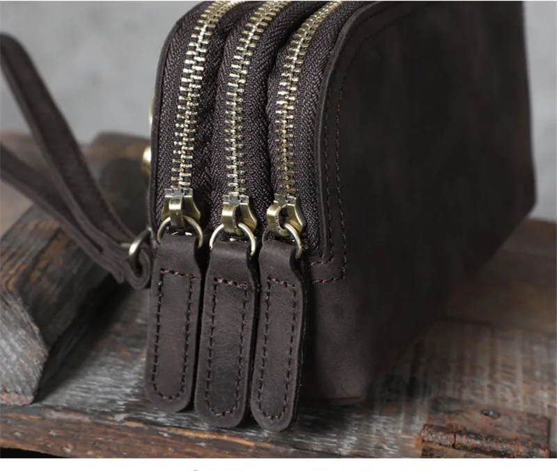 Vintage crazy horse cowhide men's multifunctional chest bag outdoor daily natural genuine leather shoulder messenger bag