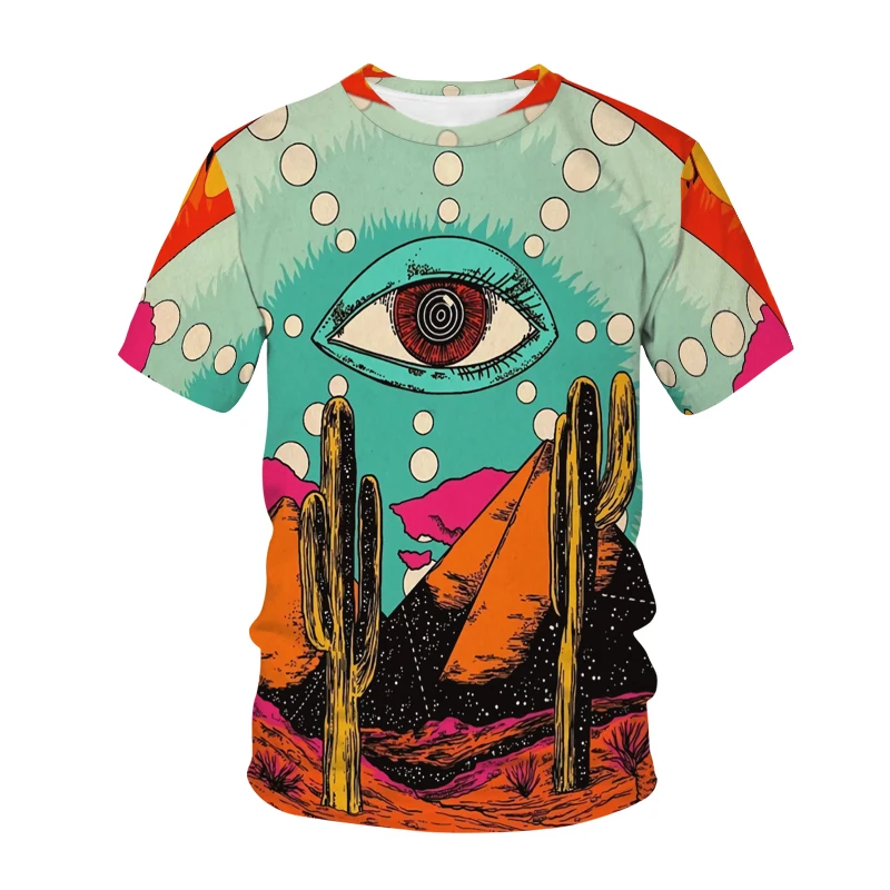 

3D Printing Novel Eye Pattern Summer Hot Selling Men's And Women's Casual Sports Short-Sleeved Street Hip-Hop Funny T-Shirt