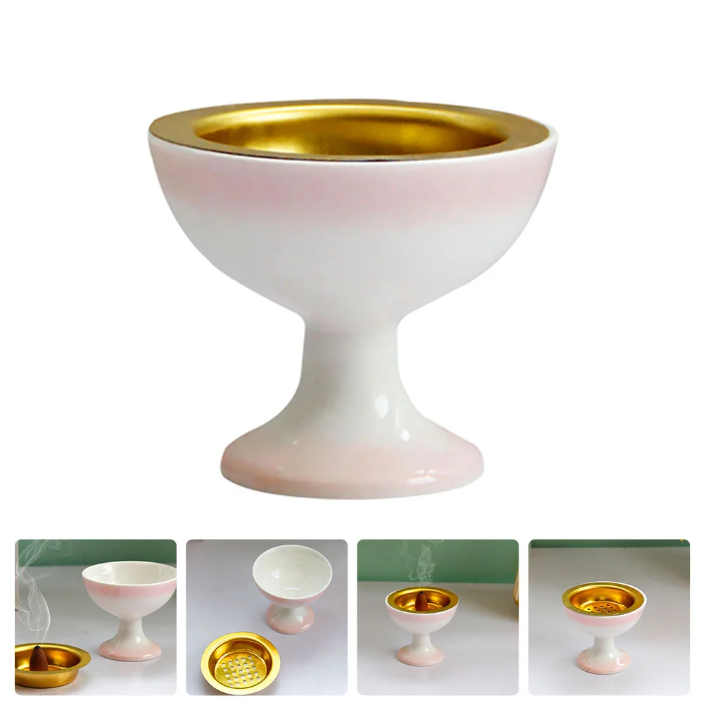 

Burner Holder Censer Ceramic Arabian Cone Bakhoor Charcoalcup Pot Porcelain Catcher Ash Tray Coil Stick Aroma Bowl Desktop Small