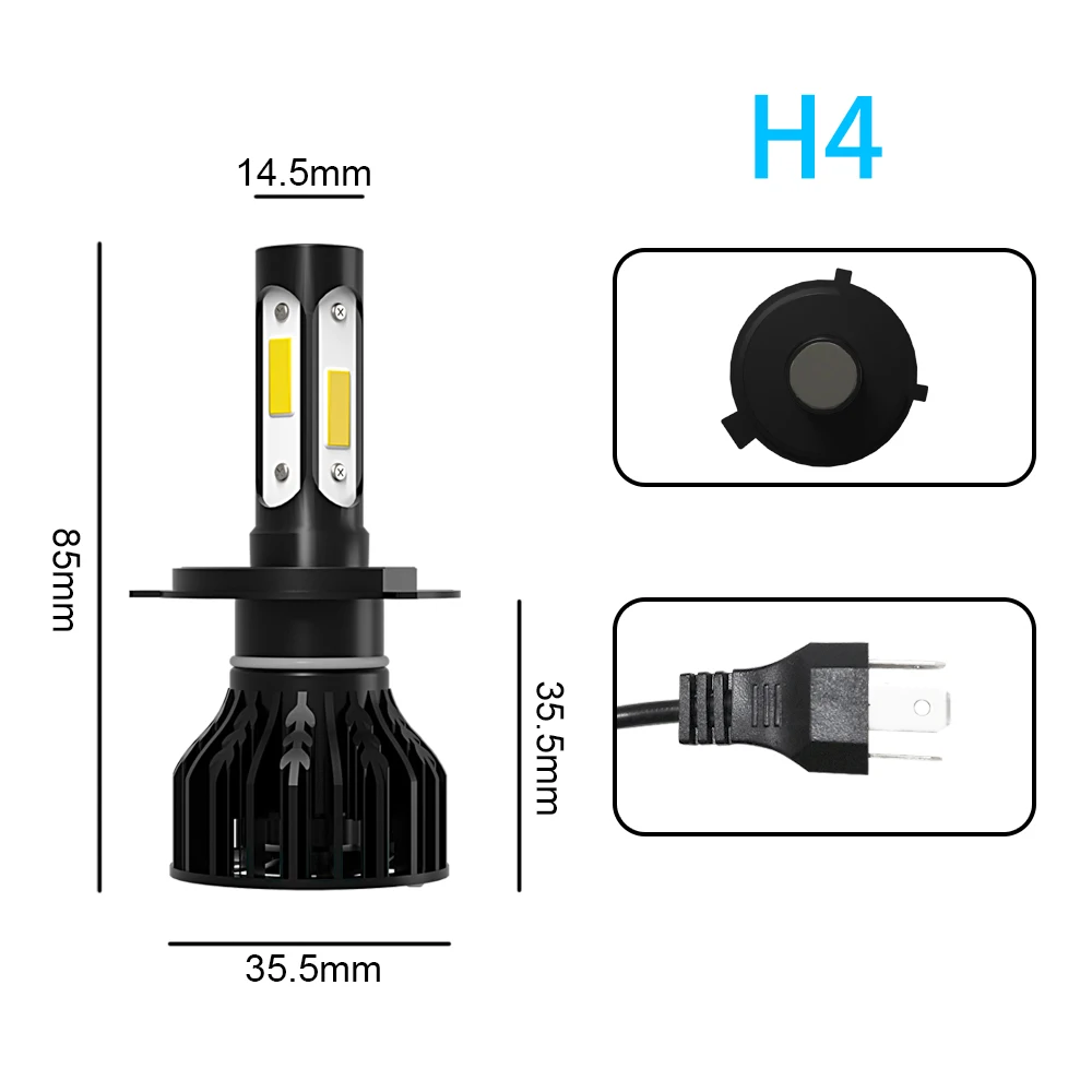 Автомобильная фара 12 в 360 лм лампочки 6000 ° лампа головного света 2001 K белая H4