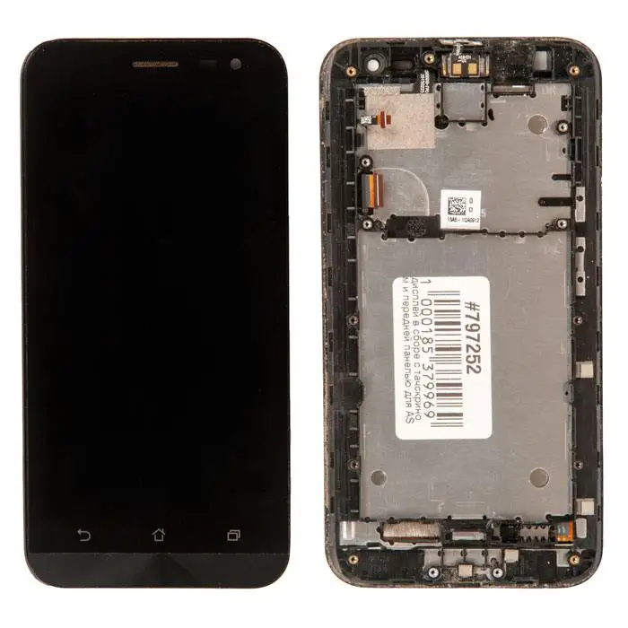 Дисплейная сборка с сенсором и передней панелью для Asus ZenFone 2 Laser ze500kl черного цвета (с разборкой) желтые полосы дисплея на.