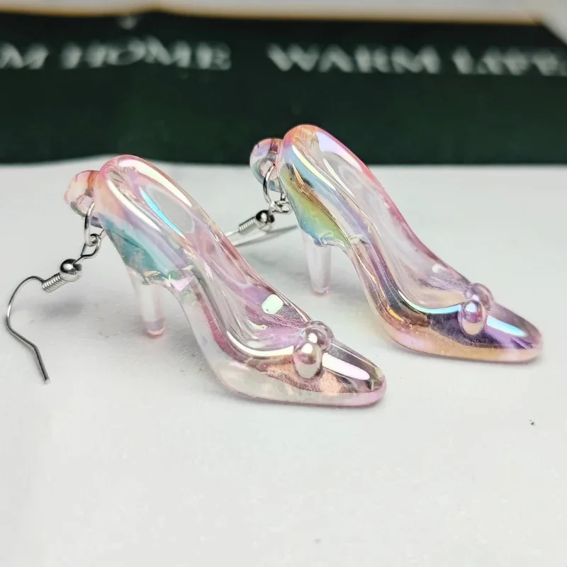 Новые 3D акриловые высокая прозрачность цветные каблуки модные серьги подвески