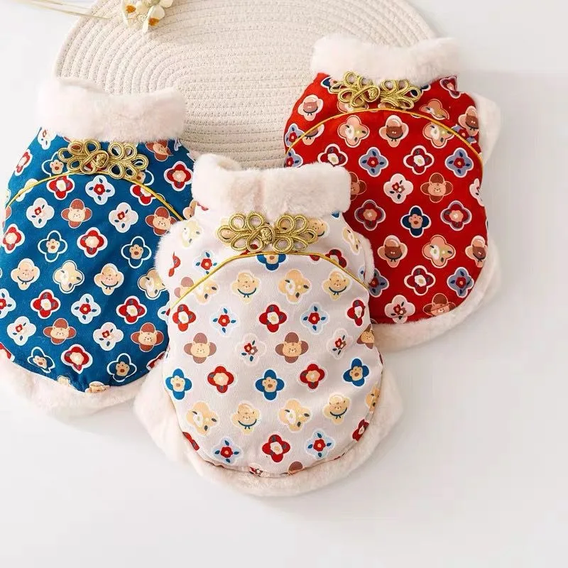 Китайский стиль зима Qipao лошадь кошка собака универсальная хлопковая одежда