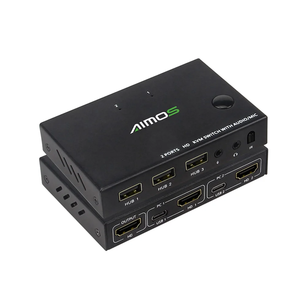 

USB KVM Switcher Sharing 2 USB Devices Switch with Audio 2 Ports Plug and Play for PC Computer Printer Keyboard Mouse