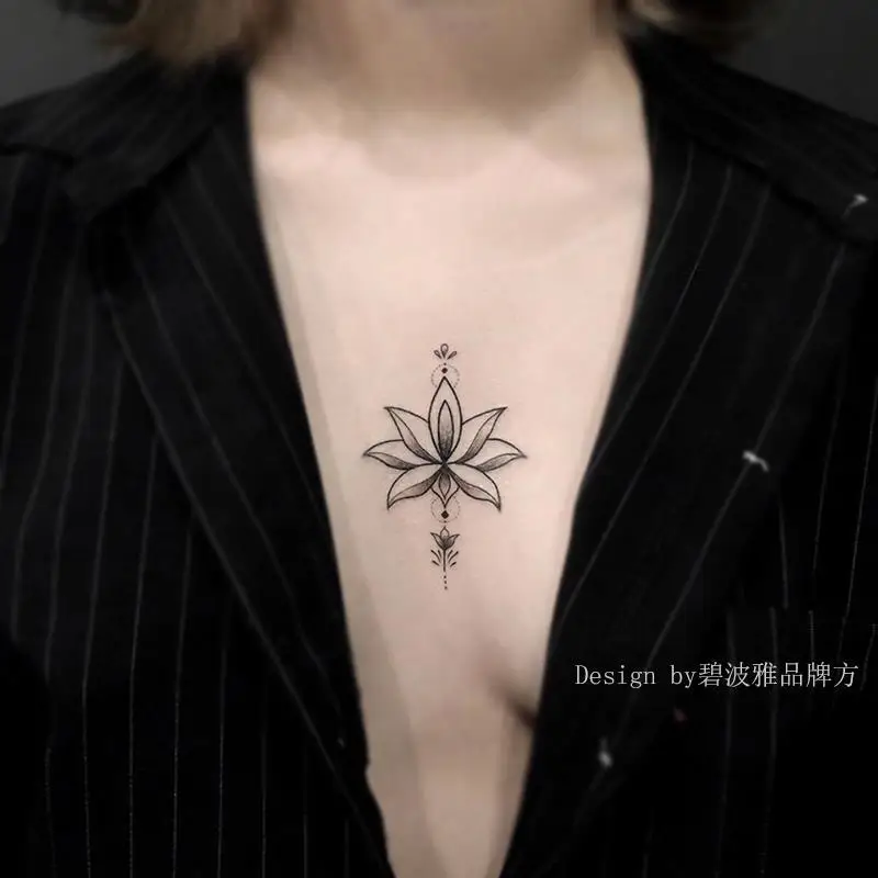 

Новые искусственные татуировки, татуировка с черным лотосом, наклейка-тату, татуировка, милые художественные наклейки на фестиваль, татуир...