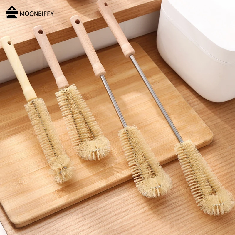 

Wooden Long Handle Bottle Cleaning Brush Kitchen Cleaning Tool Drink Wineglass Bottle Glass Cup Scrubber Cleaning Brush 청소 도구