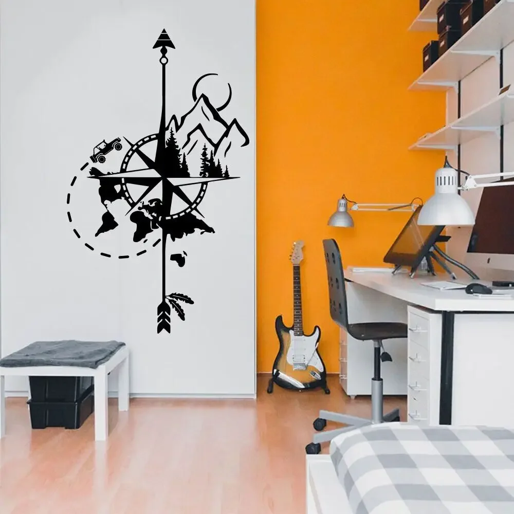 Стрелка компас карта мира стикер на стену спальня путешествия исследование