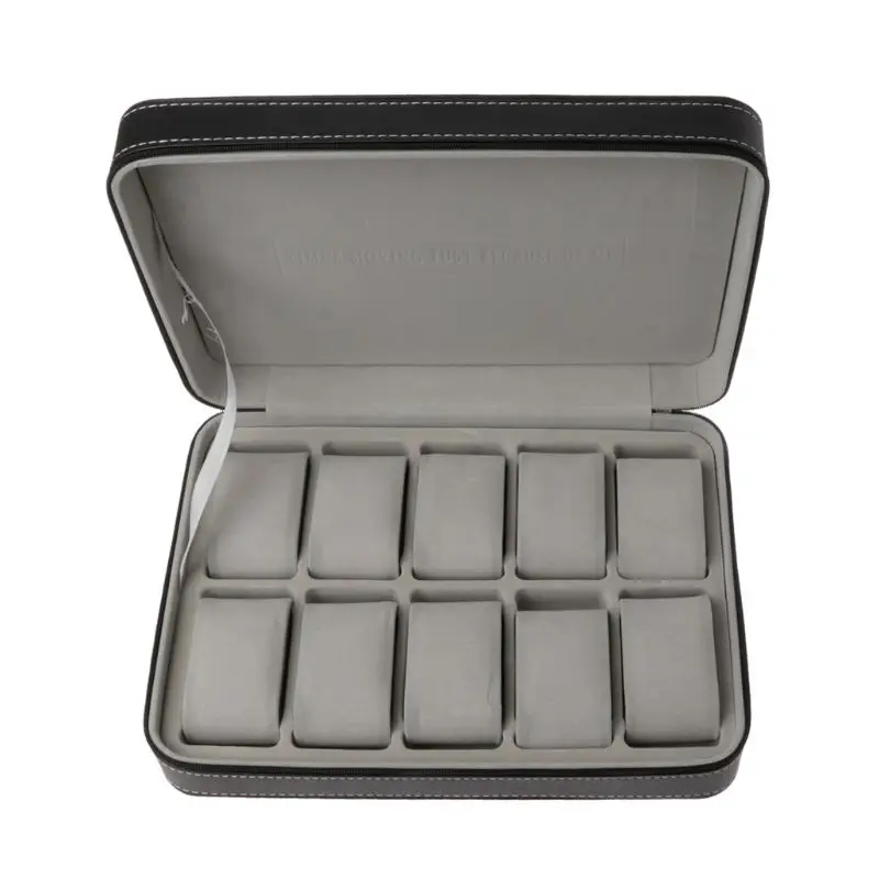 

Watch Storage Box 10 Slots Watch Display Holder for CASE PU Leather Jewelry Organizer with Zipper Collector Storage for
