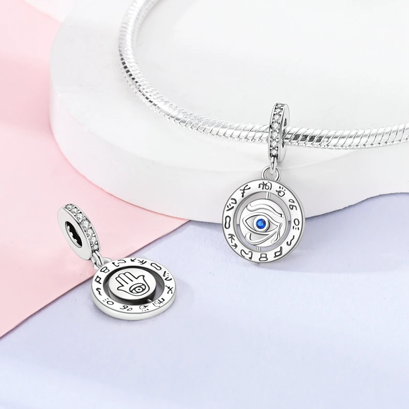 Женский браслет из серебра 925 пробы с синим орнаментом