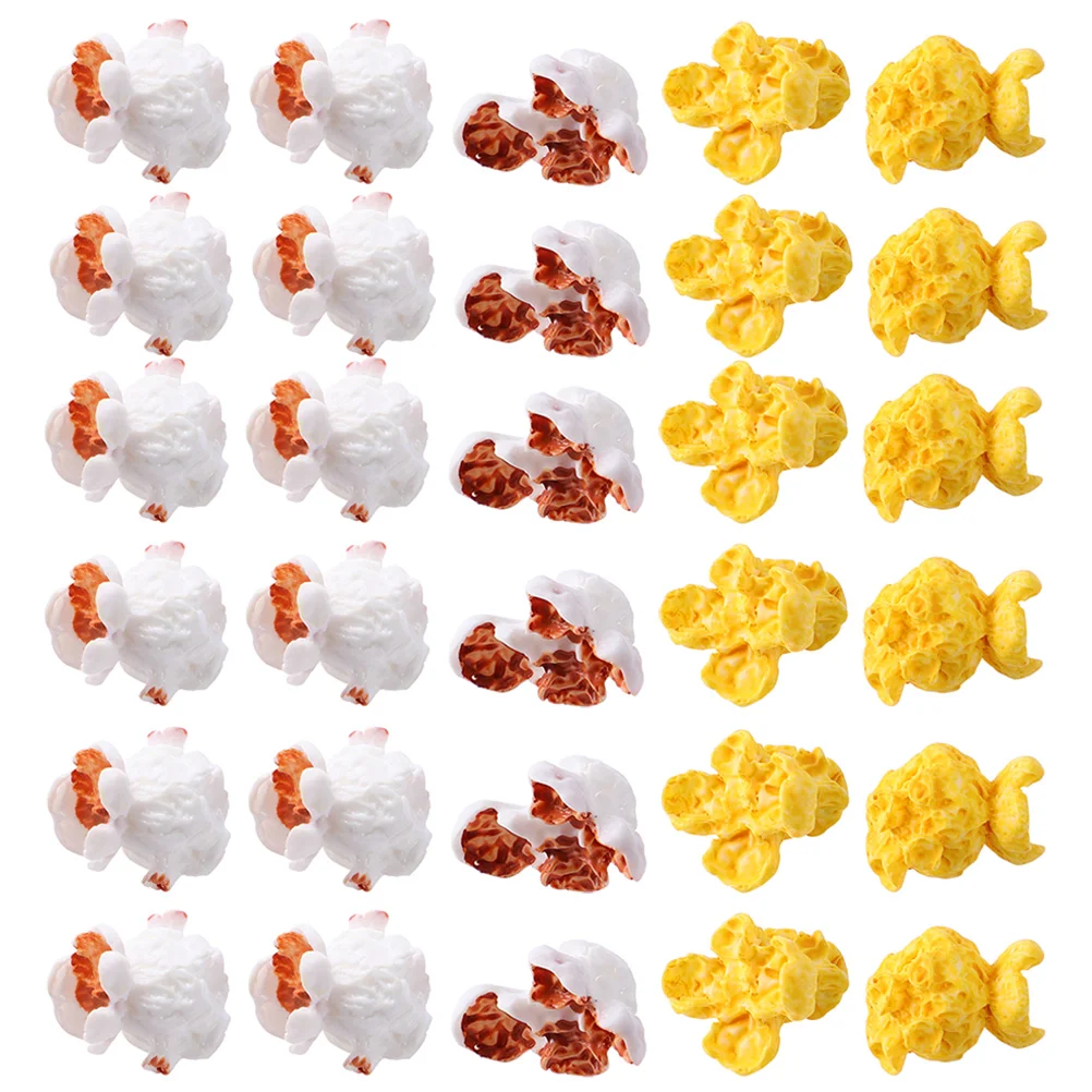 

100 Pcs Artificial Popcorn Miniatures Imitation Decoration Jewelry Faux Prop Resin Home Child Stylish Model