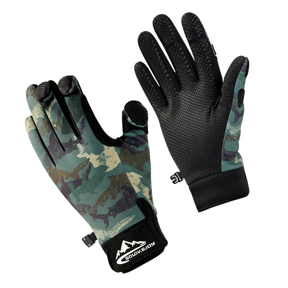 

1 Pair Outdoor Fishing Gloves Non-Slip Wear-Resistant Plush Warm Touchable Screen Glove M/L/XL For Climbing Fishing Cycling