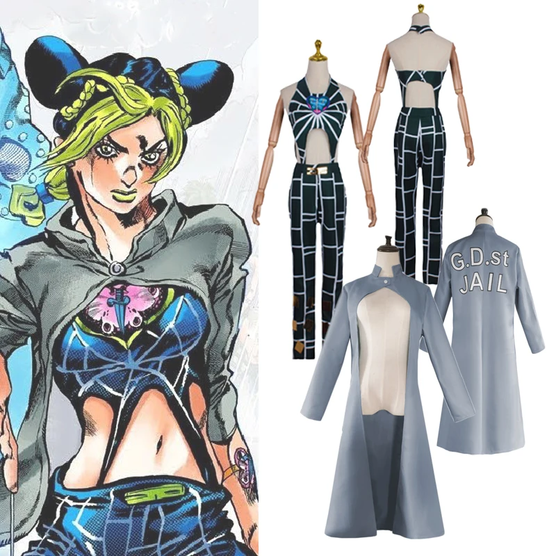 

JoJo’s Bizarre Adventure Stone Ocean Cosplay Jolyne Cujoh Cape Trench Cloak Anime Costume Halloween Clothing ACGN