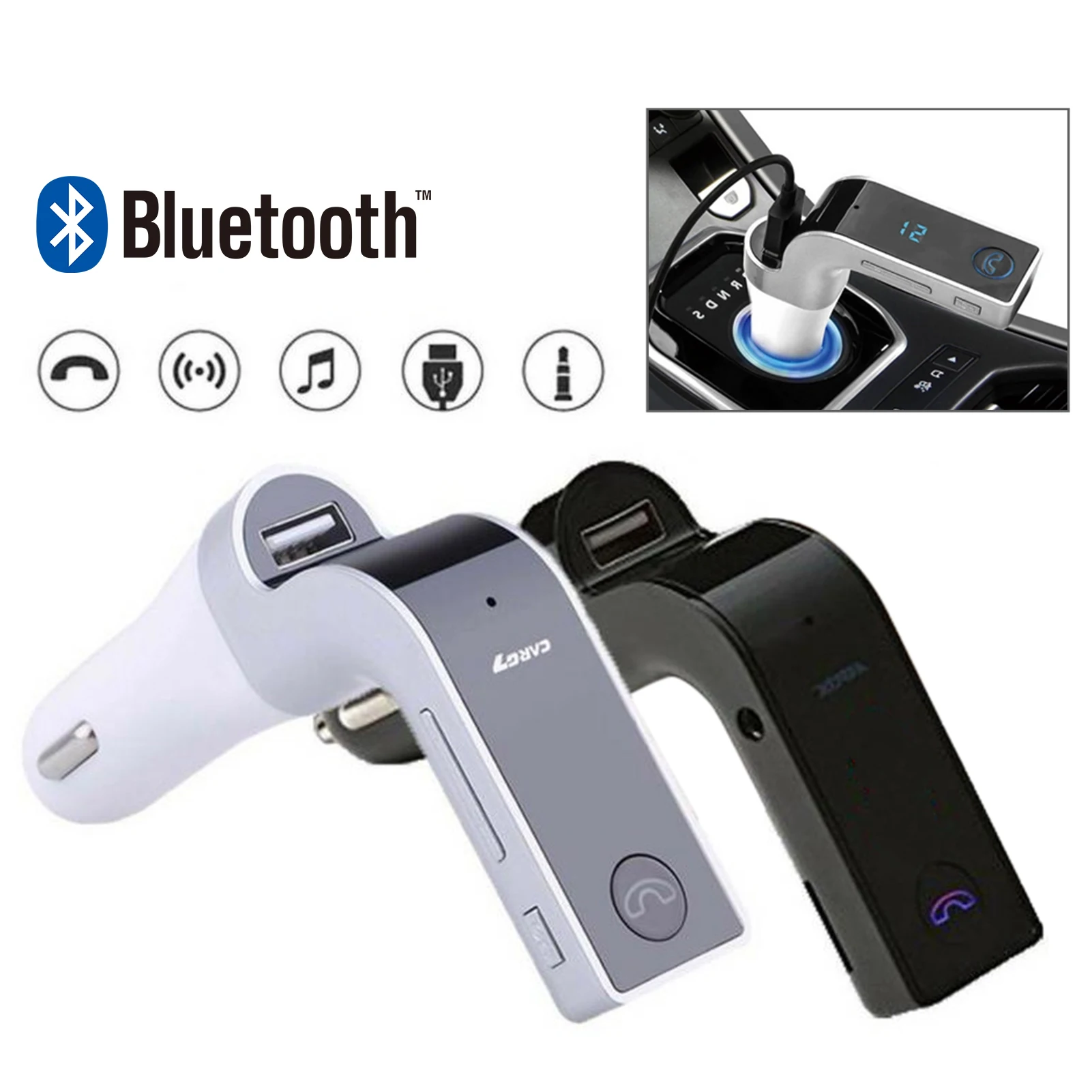 

G7 Multifunctional Car Bluetooth Handsfree Transmitter Kit FM Transmitter USB MP3 Music Player USB Car Cigarette Wondeful
