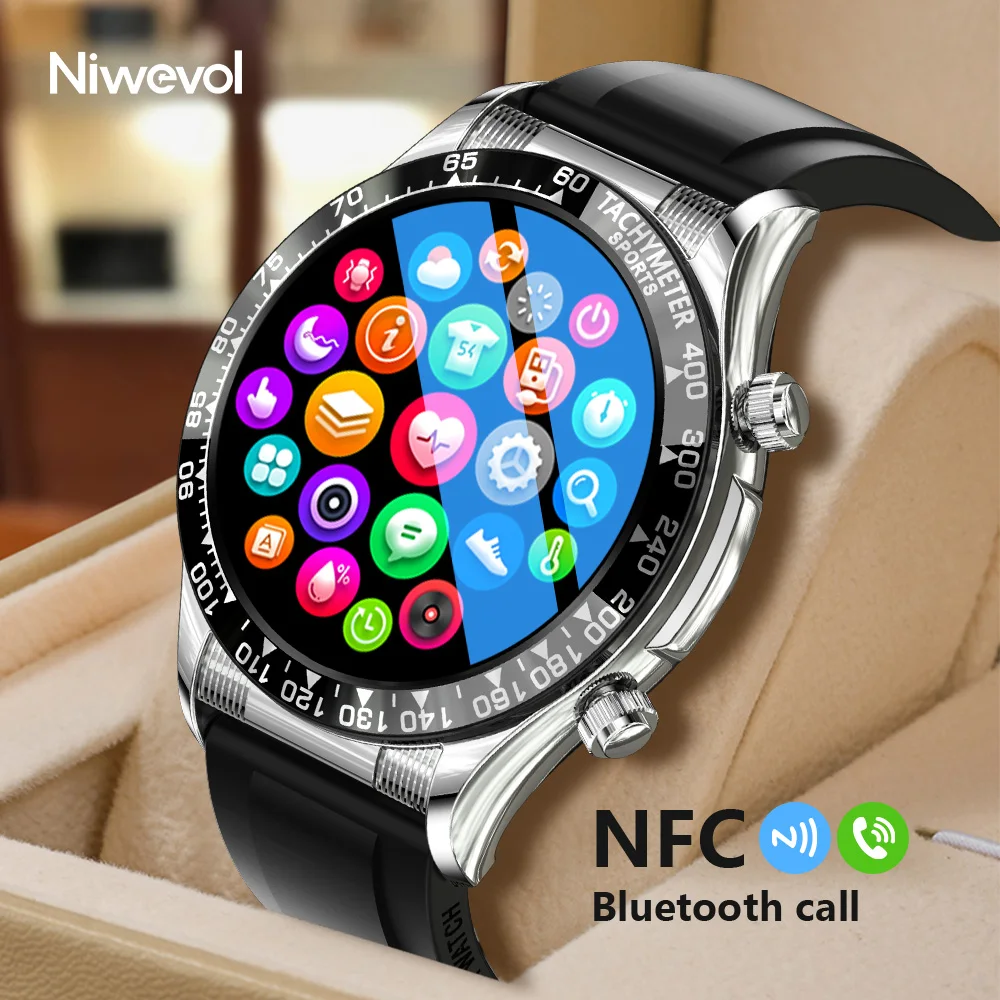 Niwevol Smart Watch 2022 NFC Smartwatch Bluetooth Calls Watches Men Fitness Bracelet 1.32inch Multi-Sport Mode Custom Watch Face