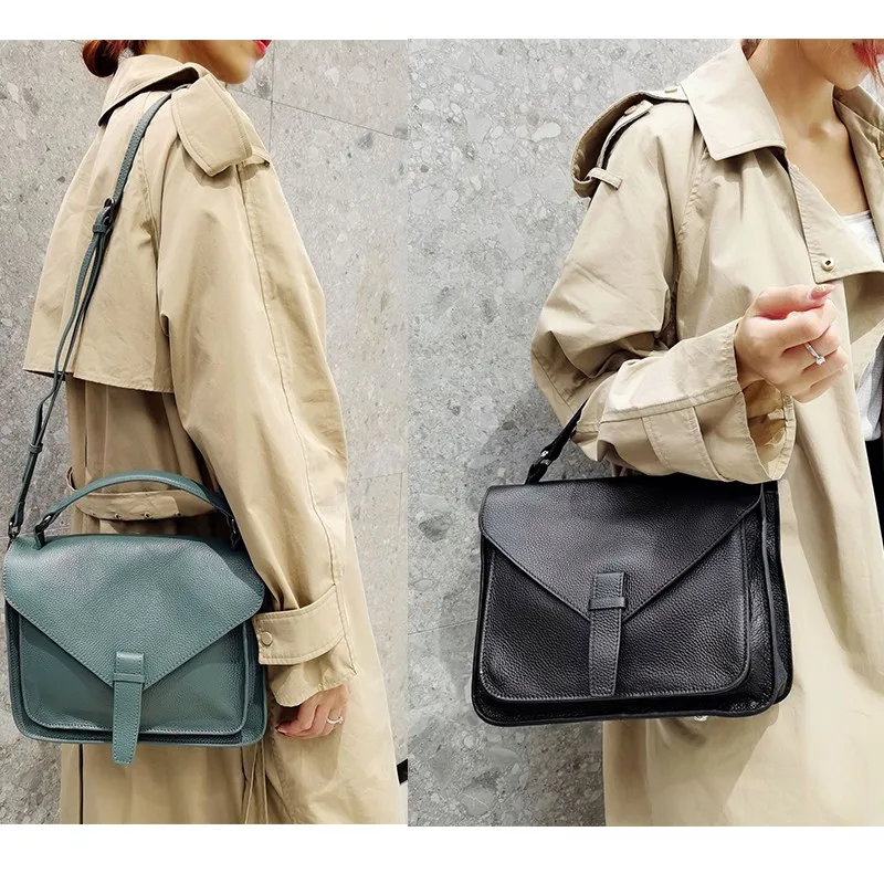 Genuine Leather Women Shoulder Bag 2022 Vintage Messenger Crossbody Bag Female Purse Totes Bag Soild Casual Cowhide Lady Handbag