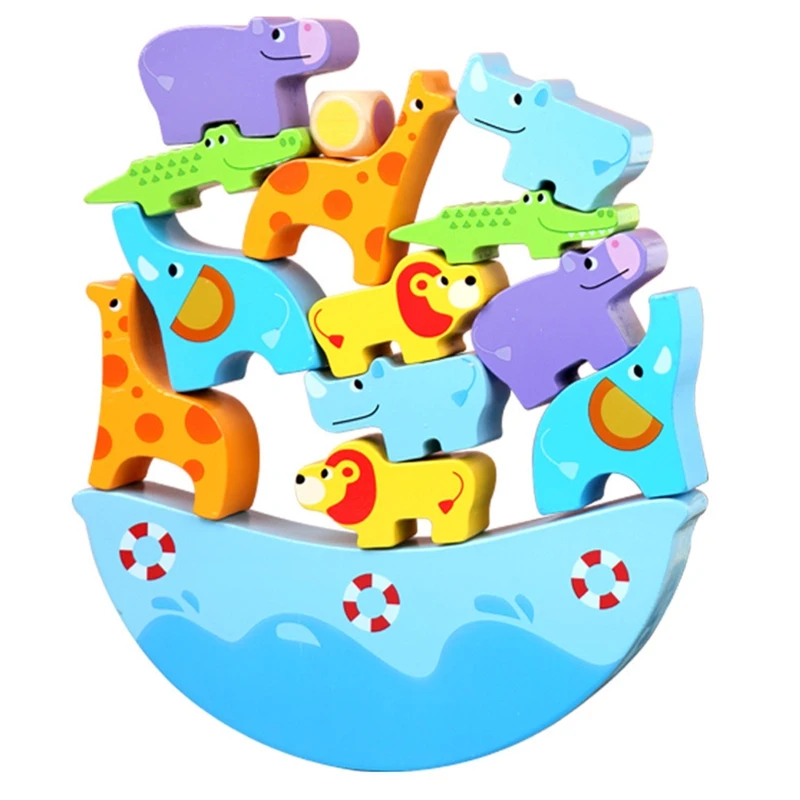 

Animal Balance Block Puzzle Stacking Game Fine Motor Skill Training Toy Topple Down Tower Kids Educational Learning Toy