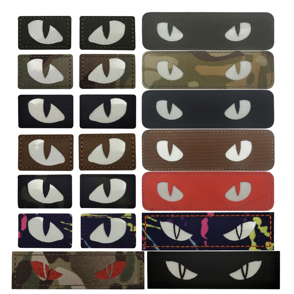 Cat Eyes Awakening Noctilucen Patches PVC Badges Emblem Military Army For Bag Cloth Accessory Hook and Loop Tactical 9*2.6cm
