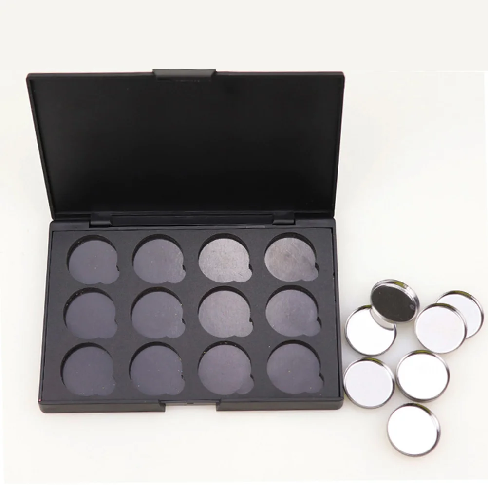 

1PC 12 Holes Magnetic Cosmetics Case Makeup Creative DIY Eyeshadow Oragnizer for Blush Powder Foundation (Black)