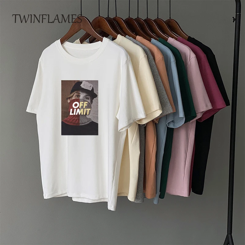 

Женская футболка с буквенным принтом, из хлопка, в Корейском стиле