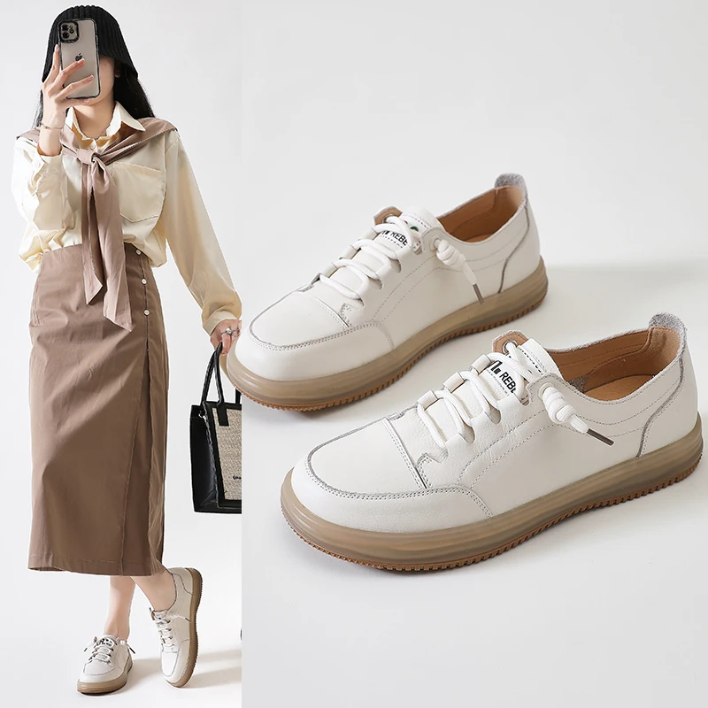 

Fashion White Shoes Women Sneakers 2022 New Genuine Leather Sport Shoes Lace Up Women Casual Shoes Luxury Tenis Feminino