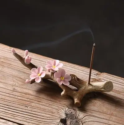 Винтажный керамический держатель для ручки в форме цветка, подставка для кисти для китайской каллиграфии, курильница для благовоний в форме цветка персика
